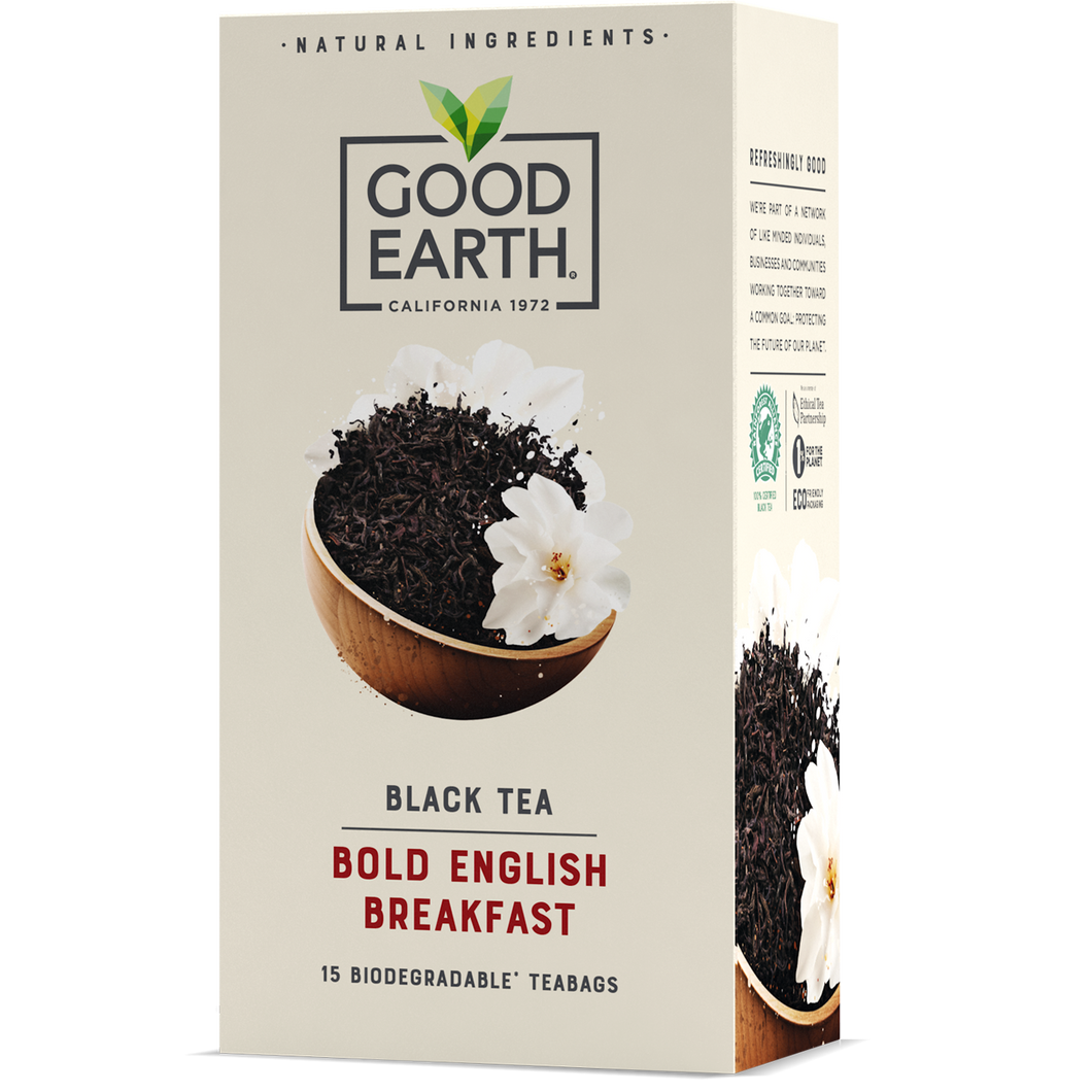 Good Earth Bold English Breakfast Tea Bags Front of Package