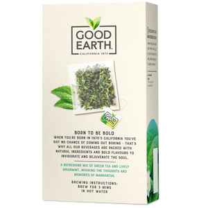 Good Earth Moroccan Mint Green Tea Bags Back of Package