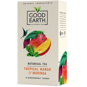 Good Earth Tropical Mango & Moringa Tea Bags Front of Package